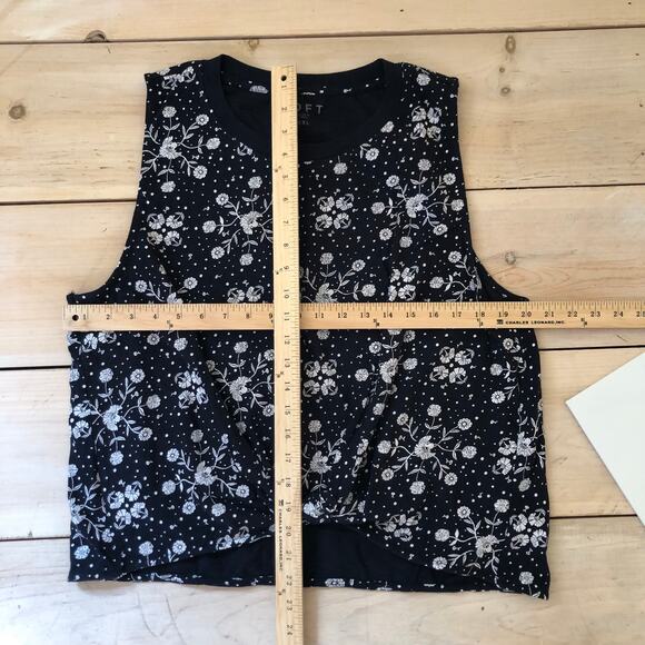 Loft NWT Women's Tie Front Cropped Blue Floral Sleeveless Blouse XXL - Picture 6 of 6
